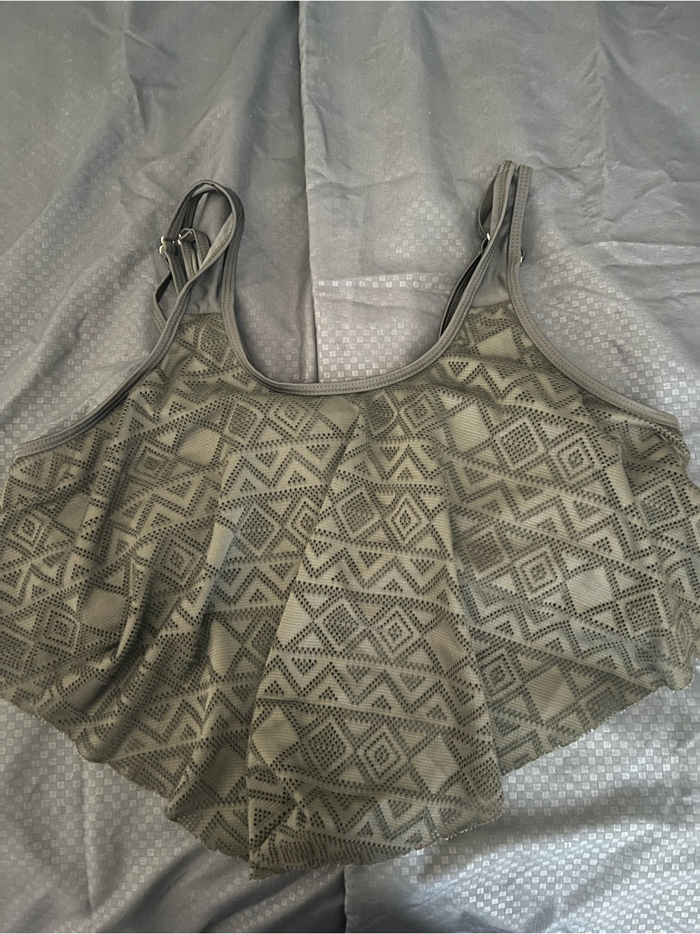 SHEIN BLACK Crochet Design Overlay Swim Top Tankini